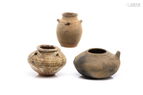 THREE SOUTHEAST ASIAN STONEWARE VESSELS