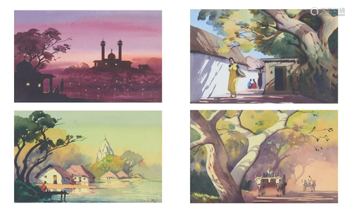 FOUR FRAMED INDIAN WATERCOLORS