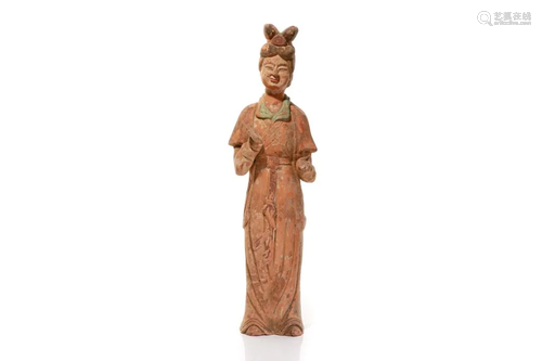 CHINESE TANG DYNASTY STYLE POTTERY LADY FIGURE