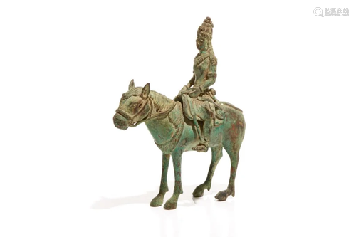 BRONZE JAVA EQUESTRIAN BUDDHIST FIGURE