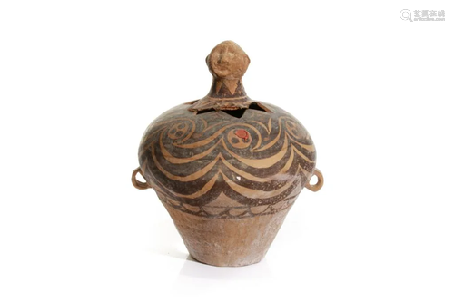 CHINESE NEOLITHIC STYLE JAR WITH HUMAN FORM COVER