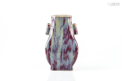 CHINESE FLAMBE GLAZED PORCELAIN HU ARROW VASE