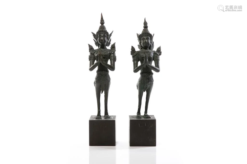 PAIR OF INDONESIAN HINDU KINNARA FIGURES