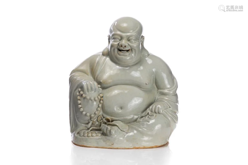 CHINESE QINGBAI GLAZED PORCELAIN BUDDHA FIGURE