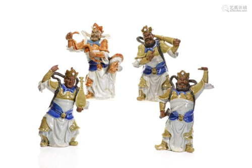 CHINESE SHIWAN POTTERY FOUR GUARDIANS FIGURES