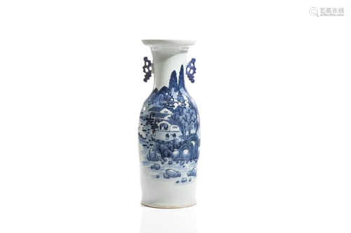 CHINESE BLUE & WHITE PORCELAIN LANDSCAPE VASE