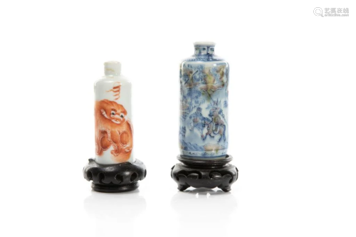 TWO CHINESE PORCELAIN SNUFF BOTTLES