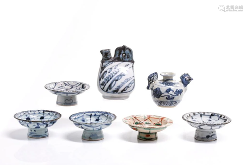 SEVEN BLUE & WHITE PORCELAIN WARES