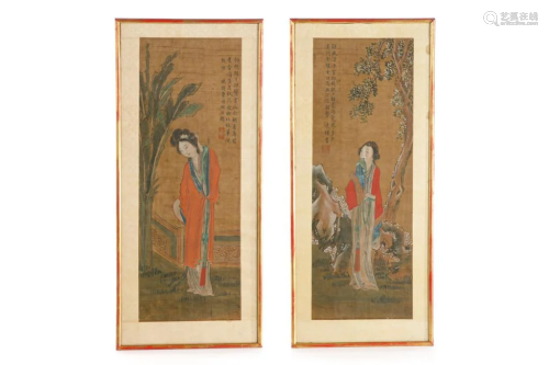 TWO FRAMED CHINESE PAINTINGS ON SILK