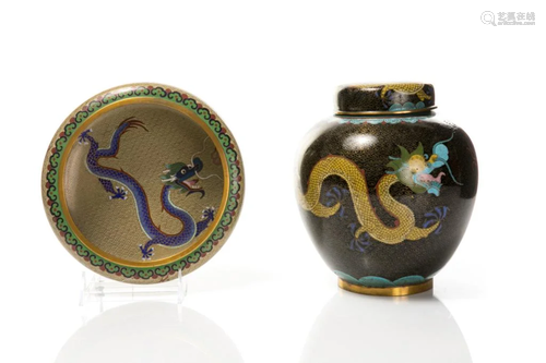 CHINESE CLOISONNE ENAMELLED JAR AND BOWL