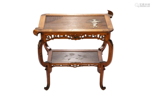 FRENCH CHINOISERIE WALNUT SIDE TABLE