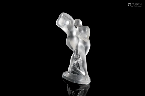 LALIQUE FRANCE DEUX DANSEURS GLASS FIGURAL GROUP