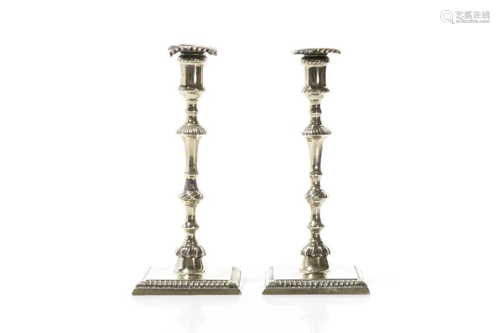 PAIR OF 18TH C CHINESE PAKTONG CANDLESTICKS