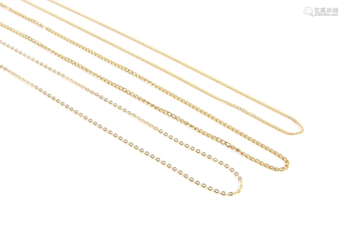 THREE 18K GOLD NECKLACE CHAINS, 19g