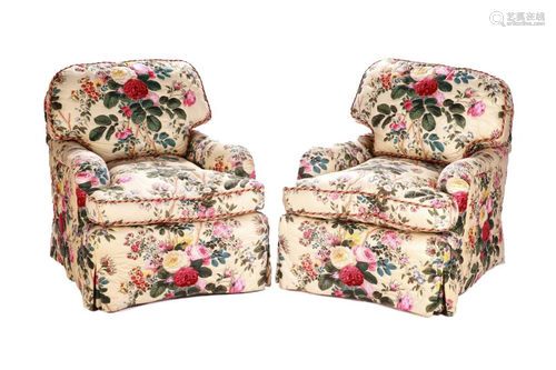 PAIR OF FLORAL UPHOLSTERED CHAIRS