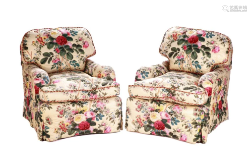 PAIR OF FLORAL UPHOLSTERED CHAIRS