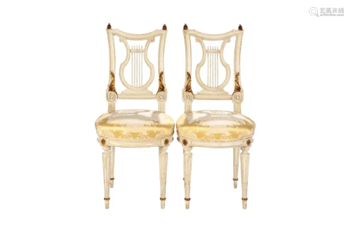 PAIR OF 19TH C FRENCH LYRE BACK SALON CHAIRS