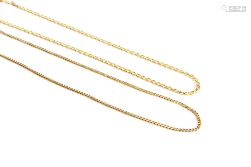 TWO 18K GOLD CHAINS, 26g