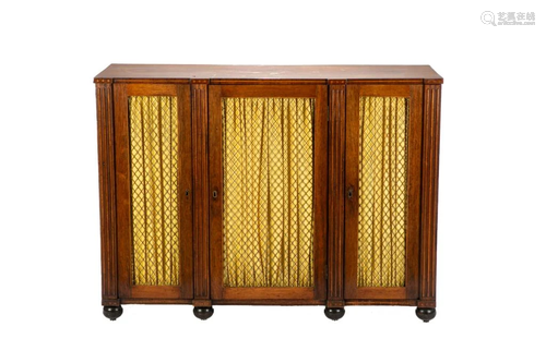 REGENCY THREE-DOOR CABINET WITH WIRE WORK FRONT