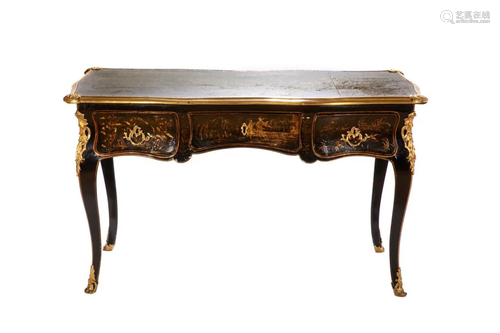 FRENCH LOUIS XV EBONIZED CHINOISERIE BUREAU PLAT