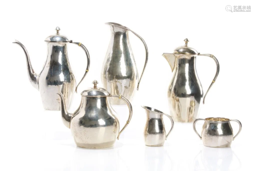 SIX PCS POUL PETERSEN SILVER TEA & COFFEE SERVICE