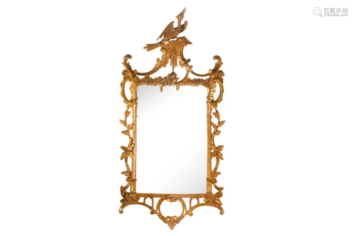 18TH C ENGLISH CARVED GILT FRAMED MIRROR