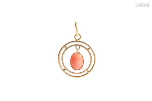 GOLD AND CORAL CORAL PENDANT, 5g