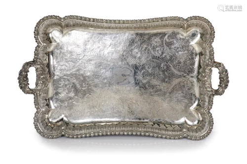 LARGE 19TH C ODIOT PARIS SILVER TEA TRAY, 5,200g