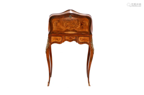 SMALL ANTIQUE FRENCH DESK WITH MARQUETRY INLAY