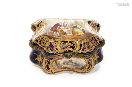 FRENCH HAND PAINTED PORCELAIN CASKET