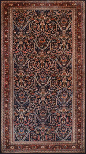 LARGE ANTIQUE NAVY GROUND KERMAN CARPET