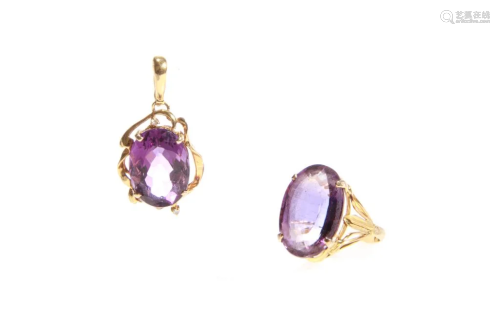 AMETHYST RING AND PENDANT, 12g