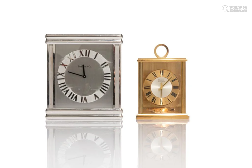 TWO DECORATIVE MANTEL / DESK CLOCKS