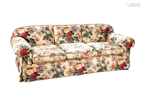 FLORAL UPHOLSTERED THREE SEAT SOFA