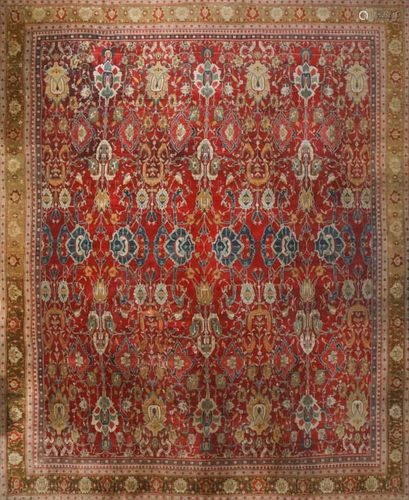 ANTIQUE RED GROUND PERSIAN CARPET