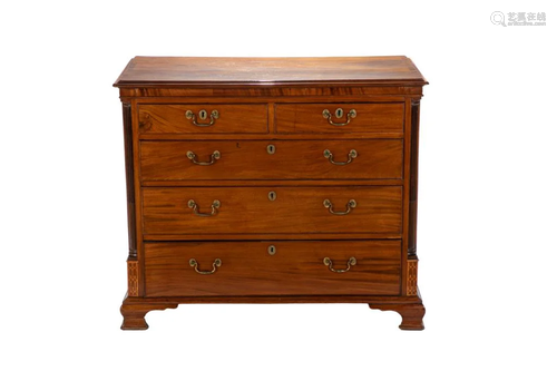 GEORGE III MAHOGANY FIVE DRAWER CHEST