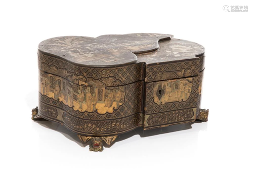 19TH C CHINESE EXPORT LACQUER CADDY