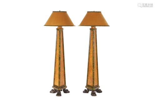 PAIR OF THREE-SIDED FLOOR LAMPS