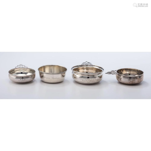 Three Sterling Porringers and a Bowl by Kirk, Smith,