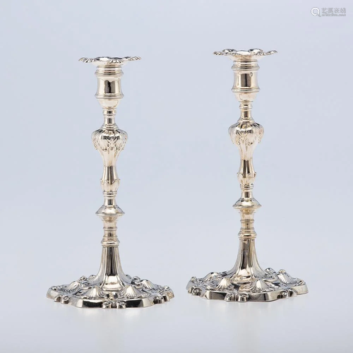 A Pair of Georgian Sterling Candlesticks