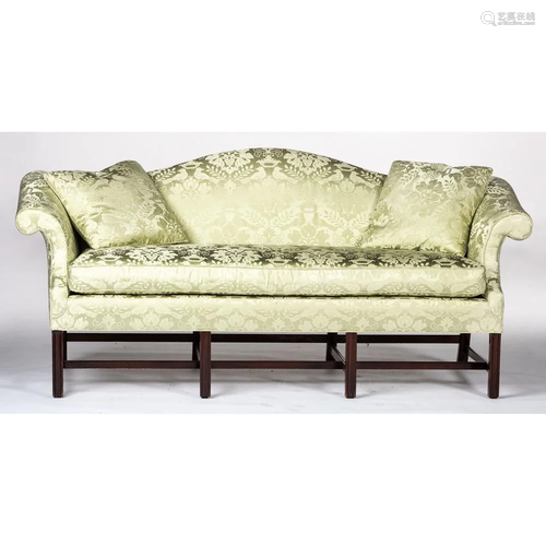 A George III-style Silk Damask-Upholstered Mahogany