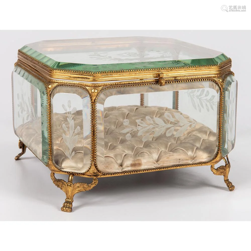 A Crystal Casket with Gilt Metal Mounts