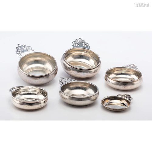 Six Sterling Porringers by Newport, Preisner, Towle and