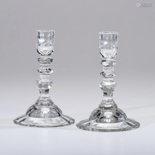 A Pair of Georgian Cut Glass Candlesticks