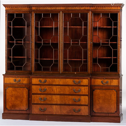 A Schmieg & Kotzian Mahogany Breakfront Bookcase in the