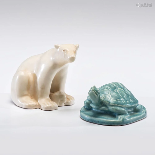 A Rookwood Turtle Paperweight and Polar Bear