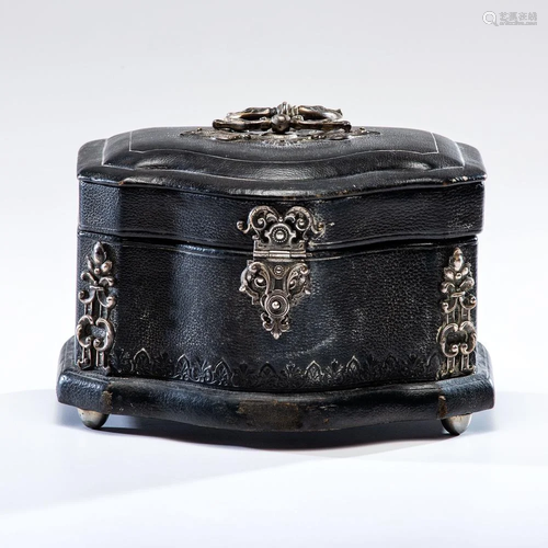 An English Tooled Leather Vanity Box