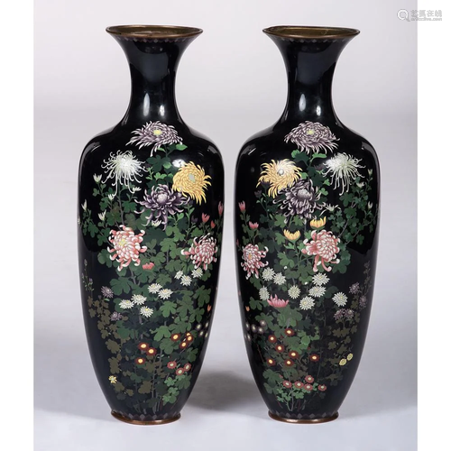 A Pair of Cloisonné Floor Vases