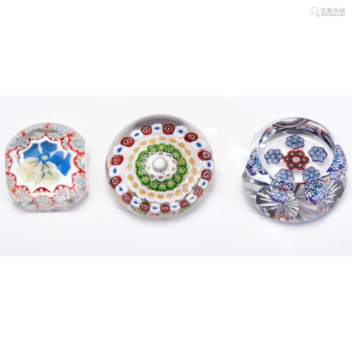 A Trio of Millefiori Paperweights