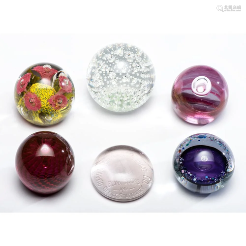 Six Art Glass Paperweights